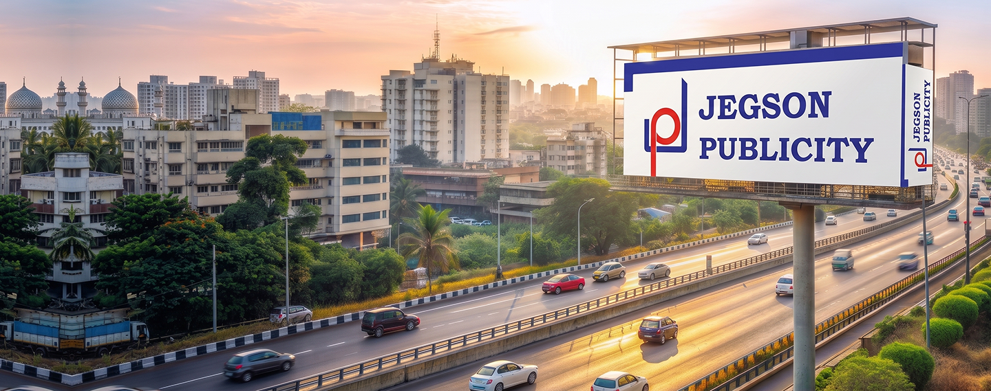 Jegson Publicity billboard on a Punjab highway at sunrise